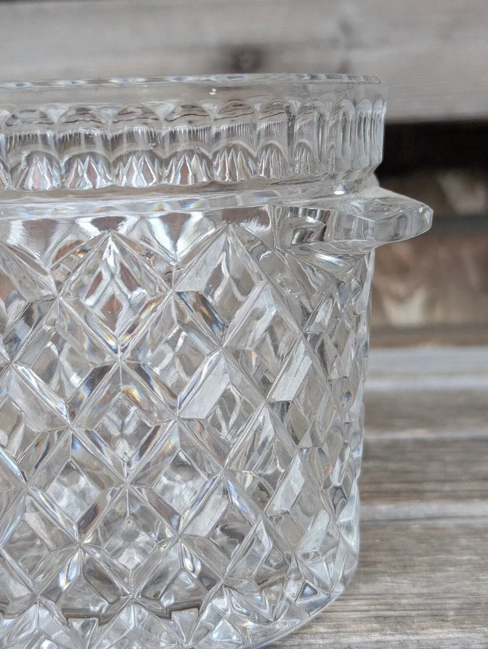 Vintage Bohemia Diamond Cut Crystal Ice Bucket